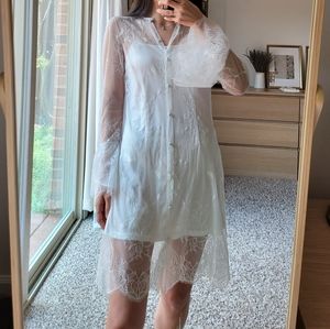 Cinq à Sept white lace dress